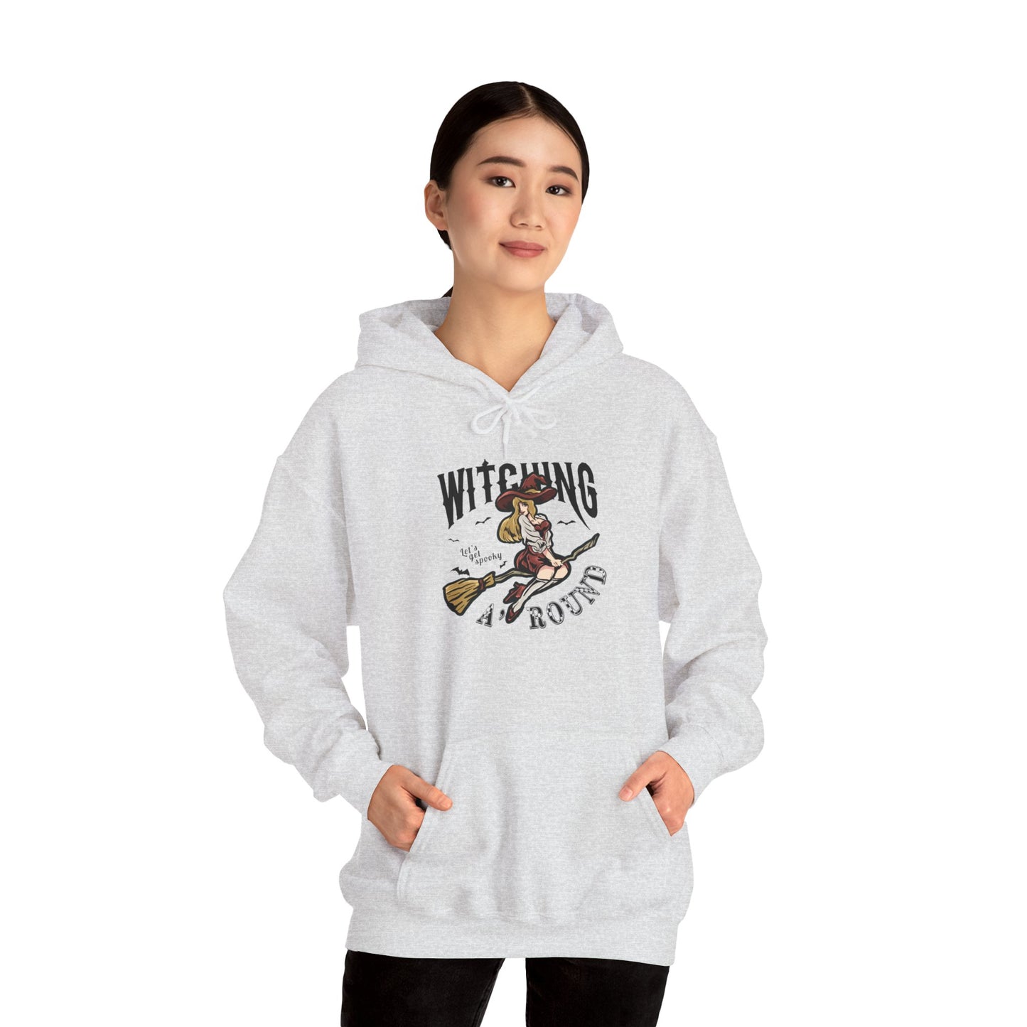 Witching Around Halloween Heavy Blend Hoodie | Witch Graphic Hoodie