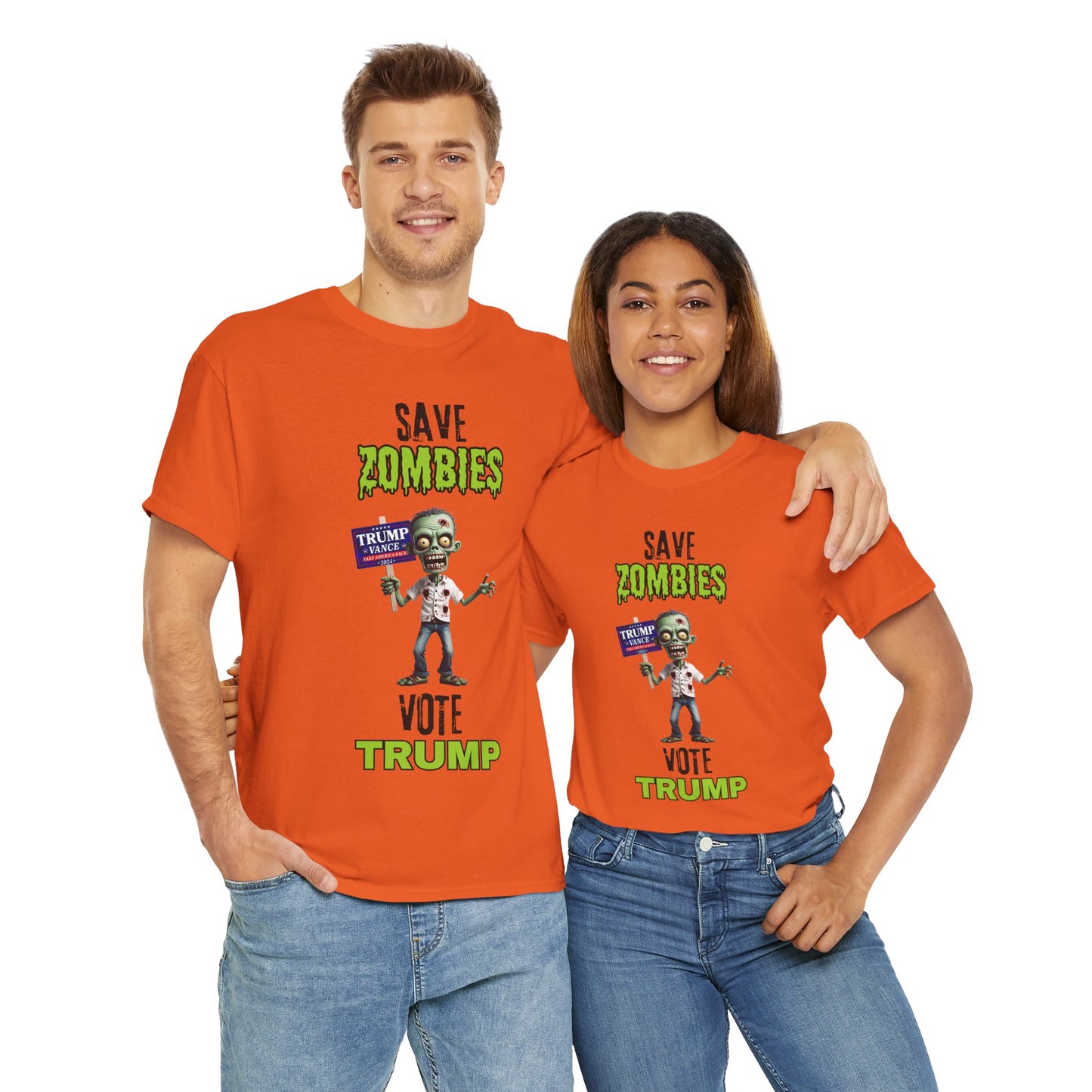 Save Zombies, Vote Trump – Halloween & Election Crossover Zombie Gildan T-Shirt