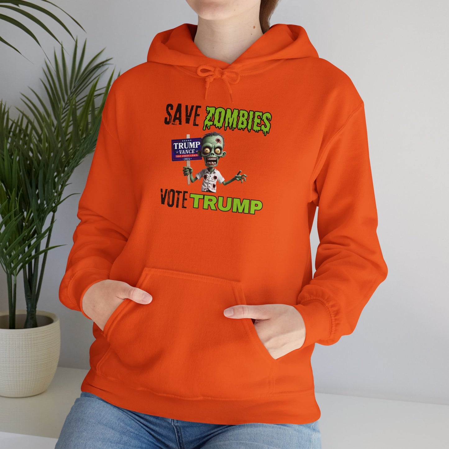 Save Zombies, Vote Trump – Halloween & Election Crossover Gildan Hoodie