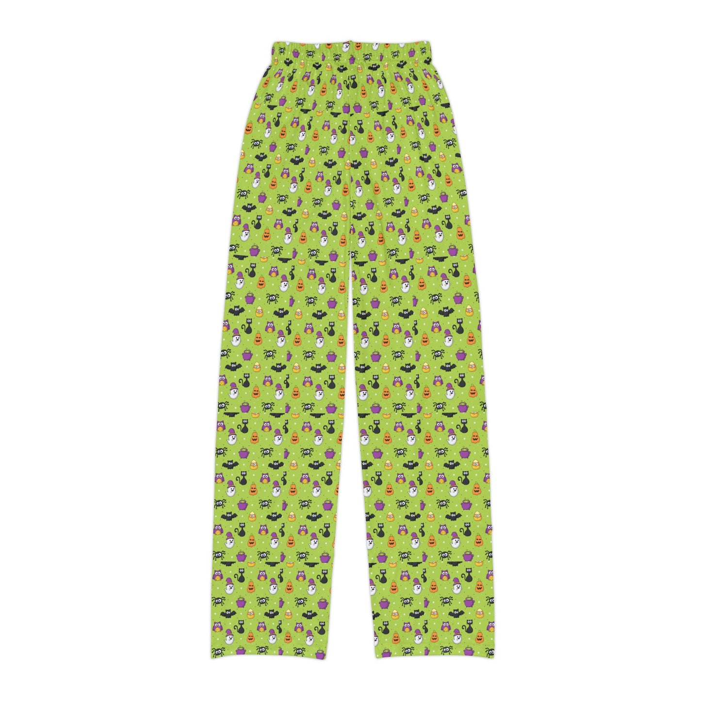 Fun Green Halloween Theme Pattern Kids Pajama Pants