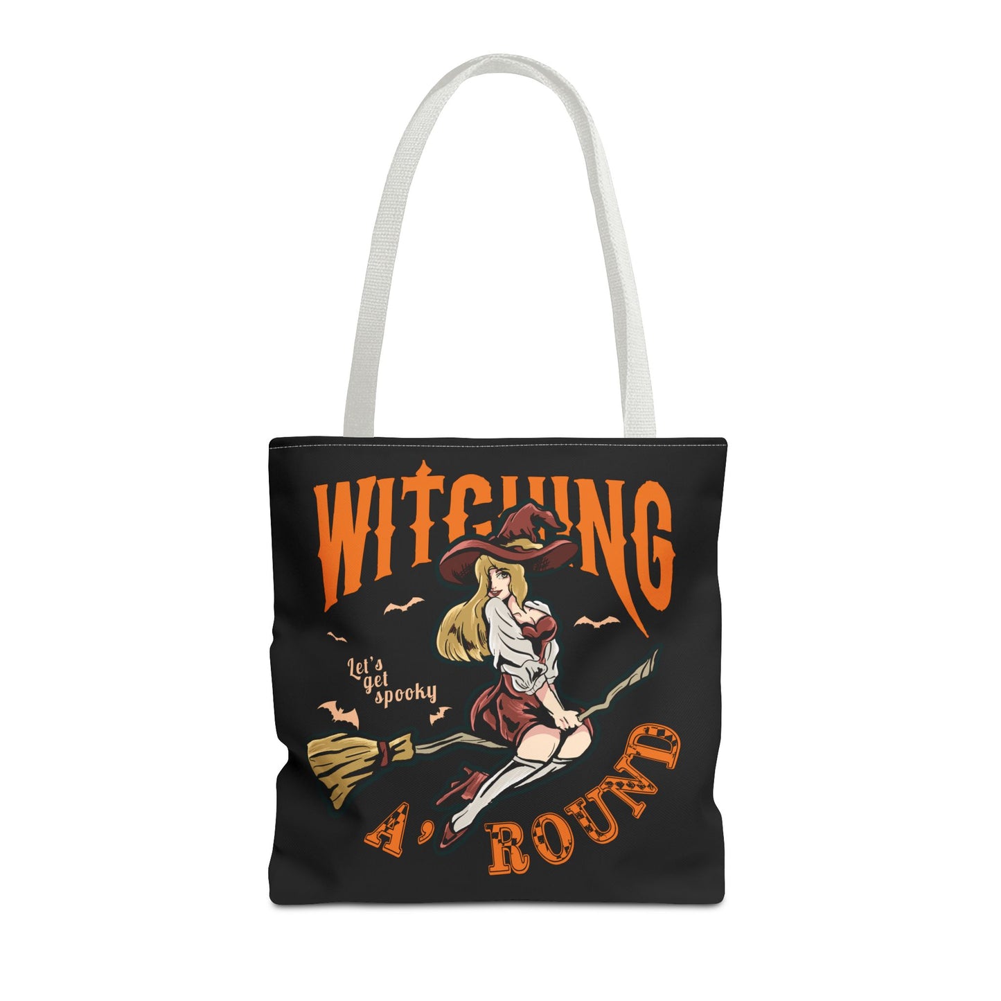 Witching A'Round Halloween Tote Bag | Black Witch Design Tote