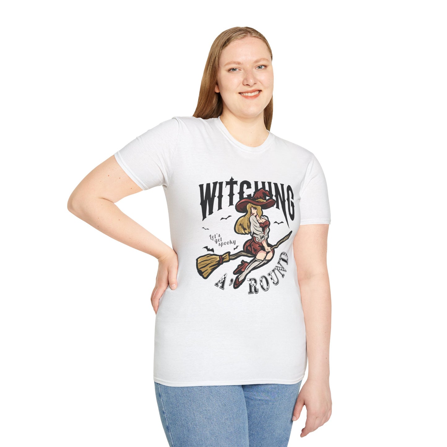 Witching Around Halloween Gildan Softstyle T-shirt | Witch Graphic Tee