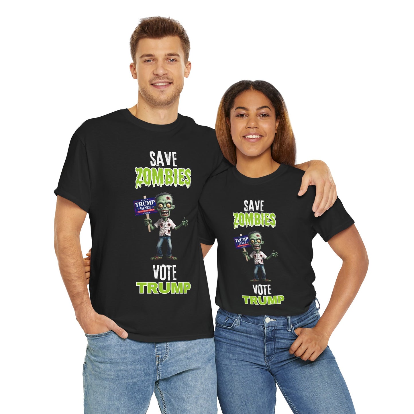 Save Zombies, Vote Trump – Halloween & Election Crossover Zombie Gildan T-Shirt