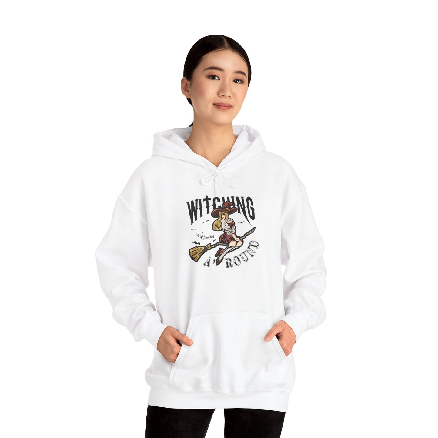 Witching Around Halloween Heavy Blend Hoodie | Witch Graphic Hoodie