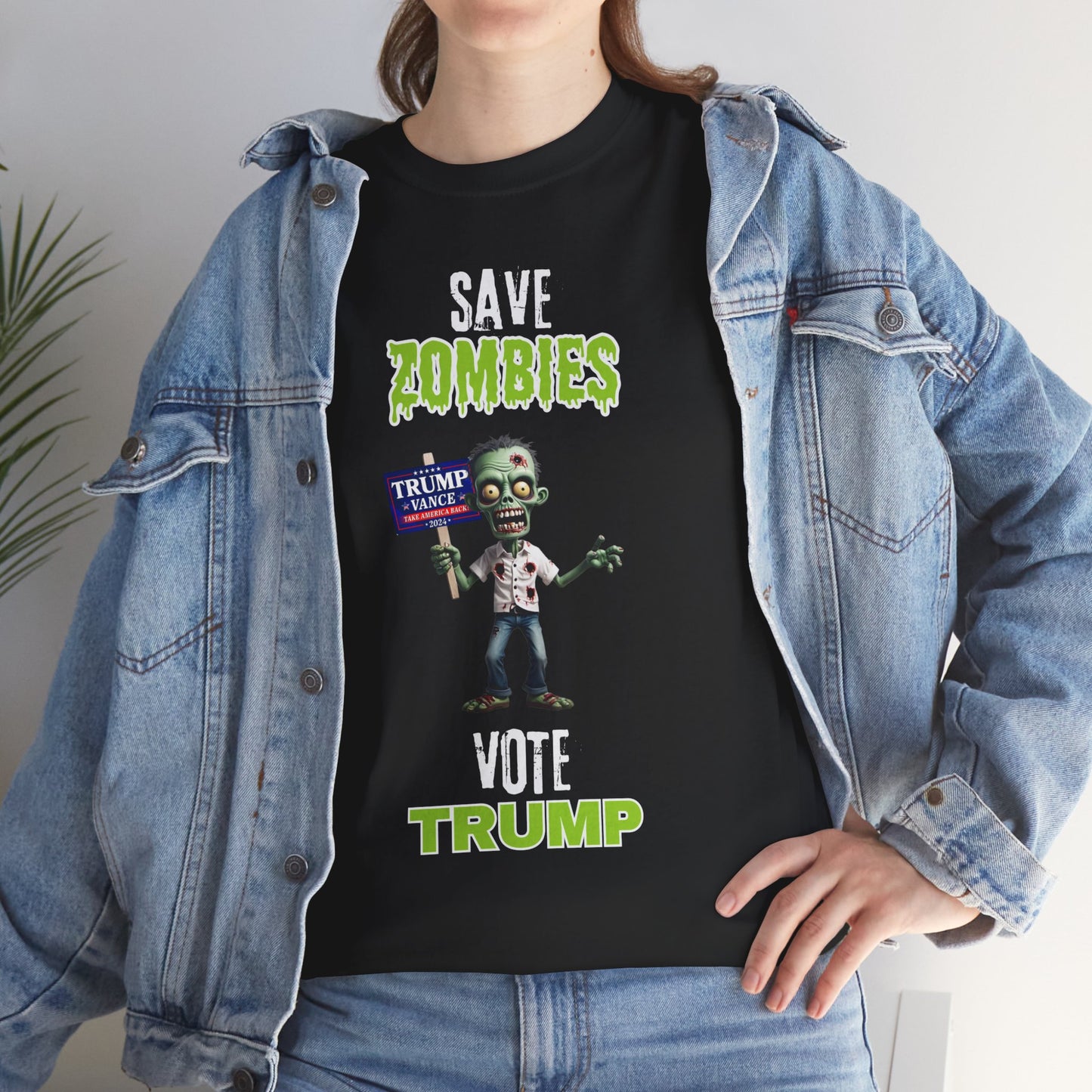 Save Zombies, Vote Trump – Halloween & Election Crossover Zombie Gildan T-Shirt