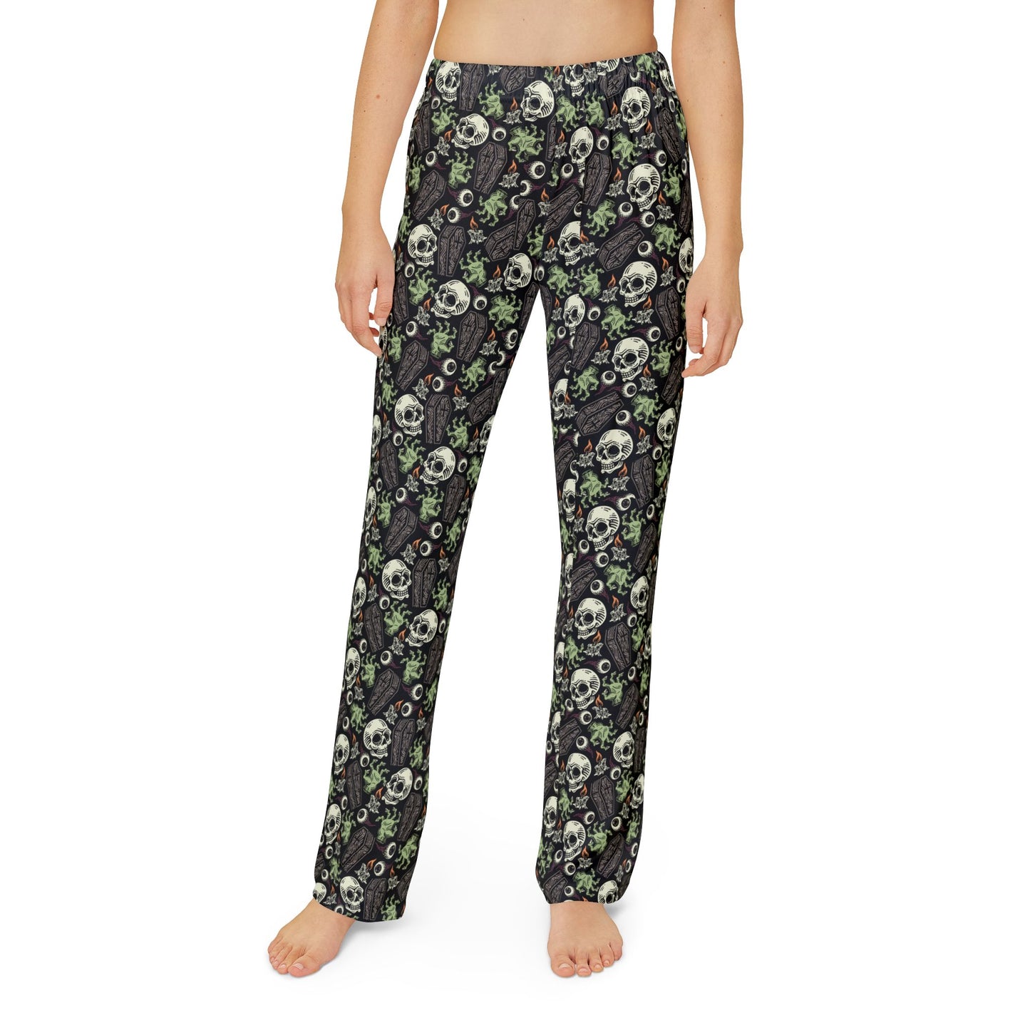 Creepy Halloween Kids Pajama Pants Featuring Skulls & Eyeballs