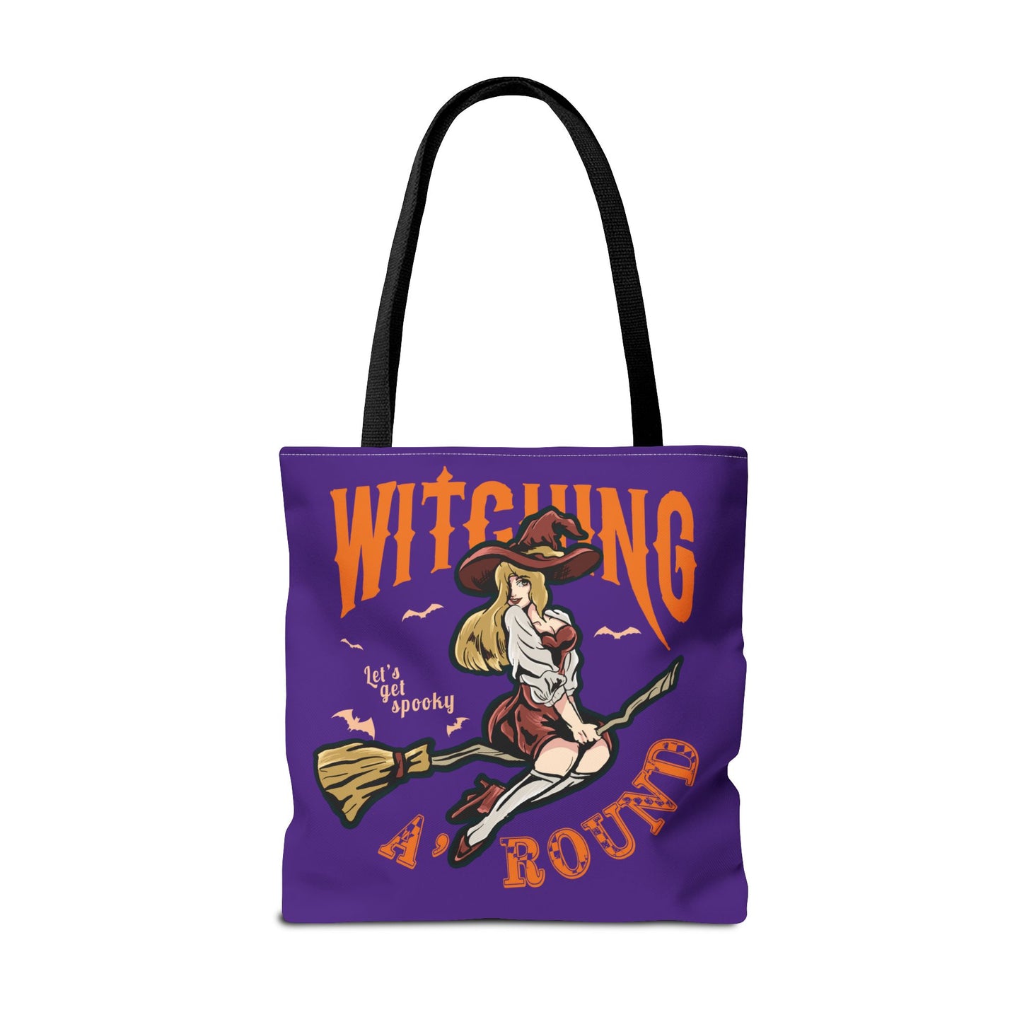 Witching A'Round Halloween Tote Bag | Purple Witch Design Tote