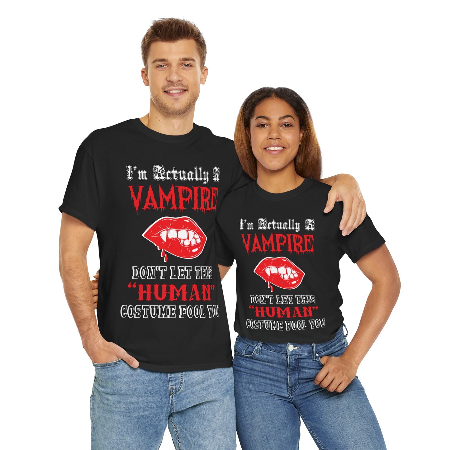 I'm Actually a Vampire Halloween Gildan T-Shirt | Funny Vampire Costume Tee