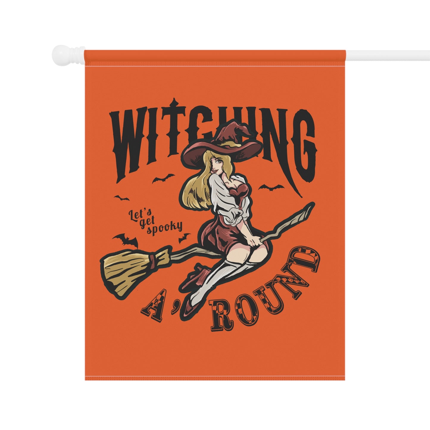Orange Witching A'Round Halloween Banner | Outdoor Halloween Flag
