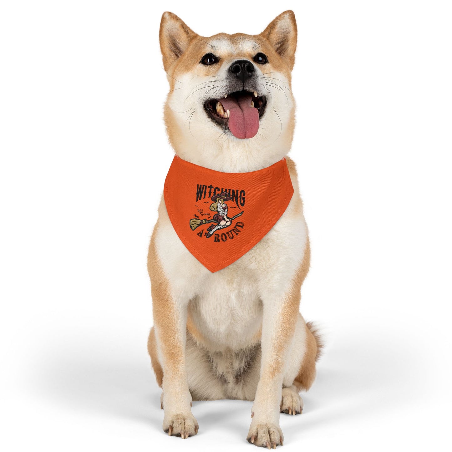 Witching A'Round Orange Halloween Pet Bandana Collar
