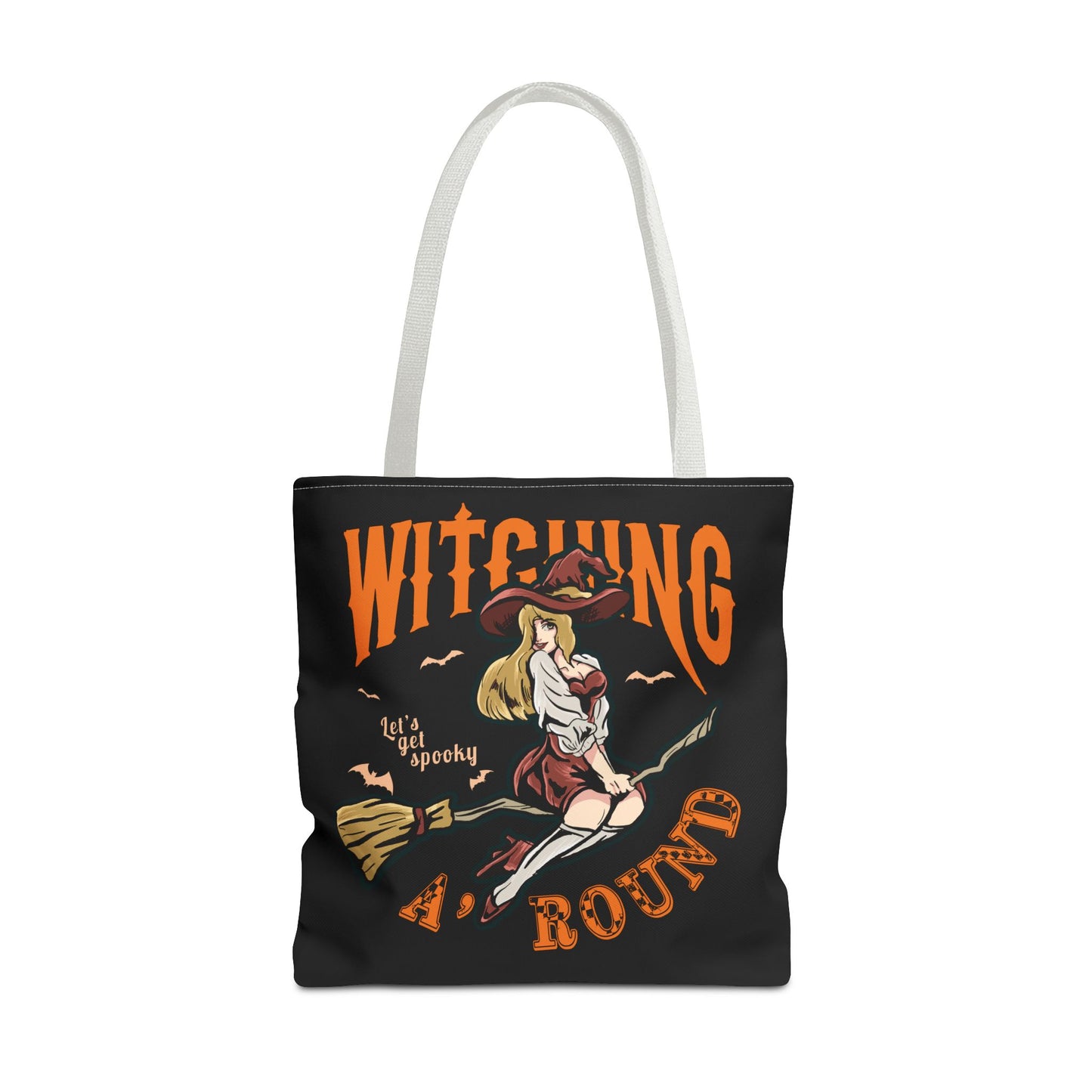 Witching A'Round Halloween Tote Bag | Black Witch Design Tote