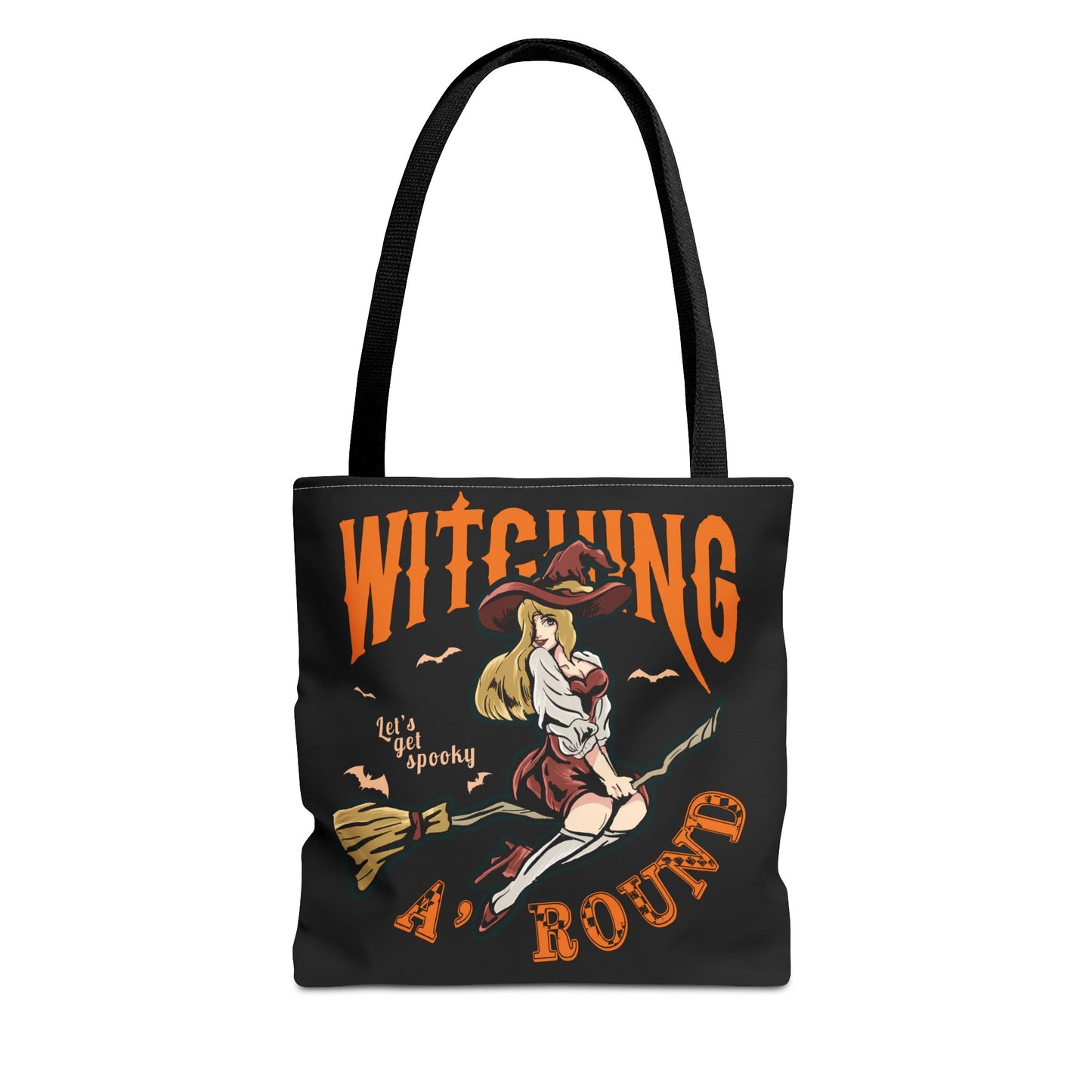 Witching A'Round Halloween Tote Bag | Black Witch Design Tote