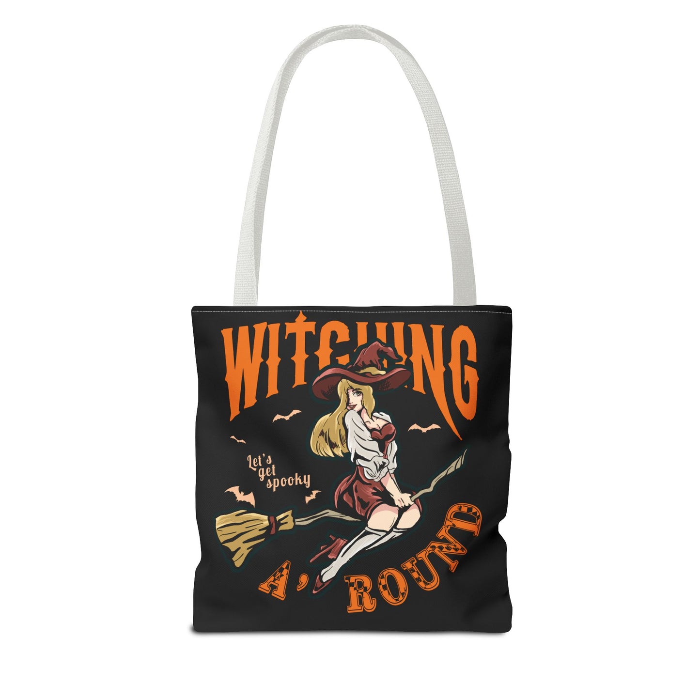 Witching A'Round Halloween Tote Bag | Black Witch Design Tote