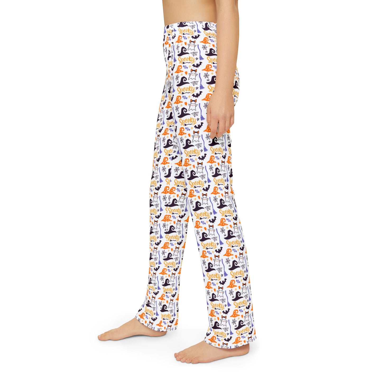 Spooky Halloween Themed Kids Pajama Pants – Cute Ghosts, Witches Hats & Candy