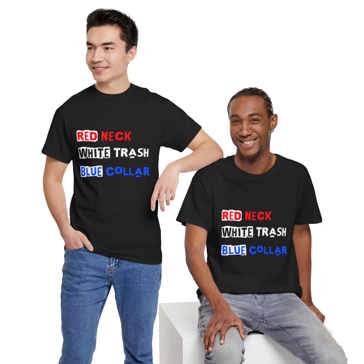 Red Neck White Trash Blue Collar - Premium Black T-Shirt