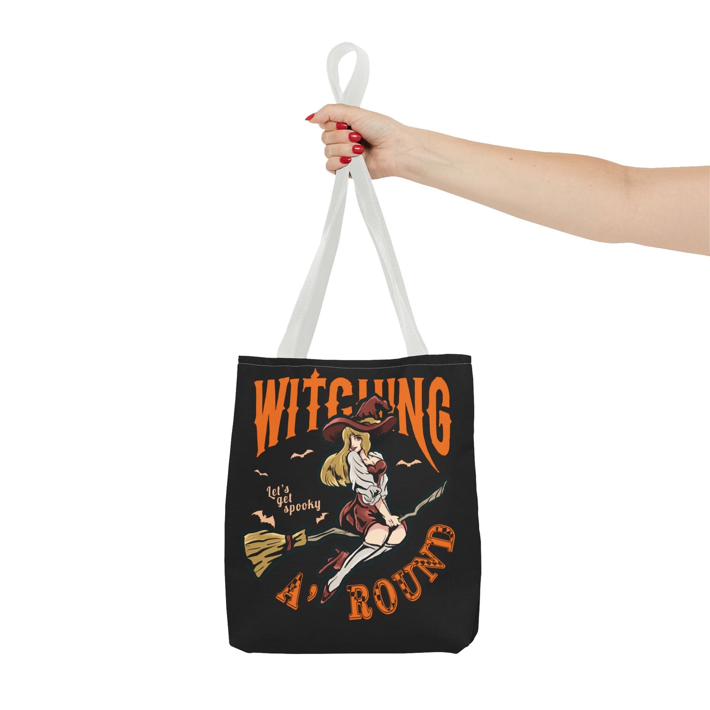 Witching A'Round Halloween Tote Bag | Black Witch Design Tote