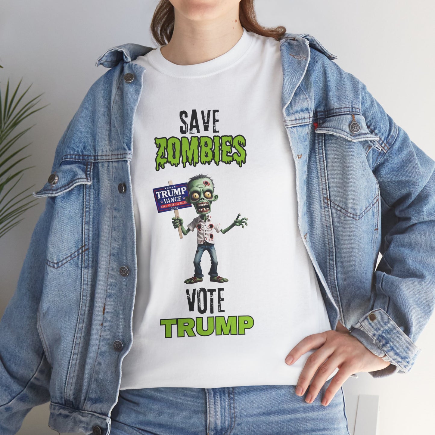 Save Zombies, Vote Trump – Halloween & Election Crossover Zombie Gildan T-Shirt