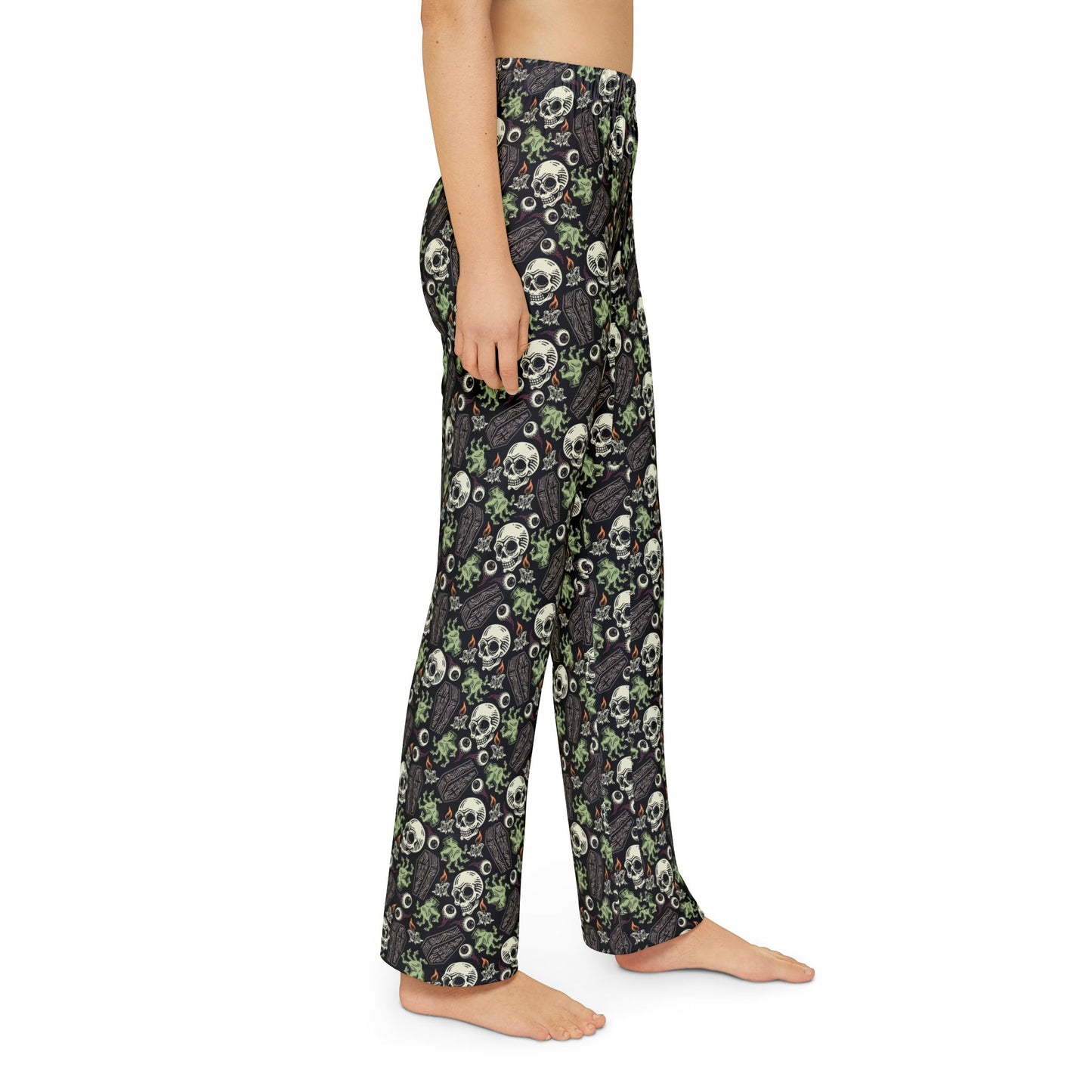 Creepy Halloween Kids Pajama Pants Featuring Skulls & Eyeballs