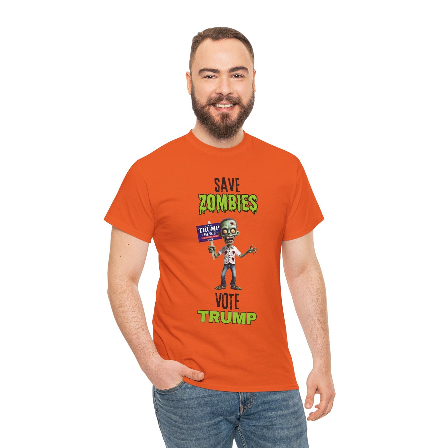 Save Zombies, Vote Trump – Halloween & Election Crossover Zombie Gildan T-Shirt