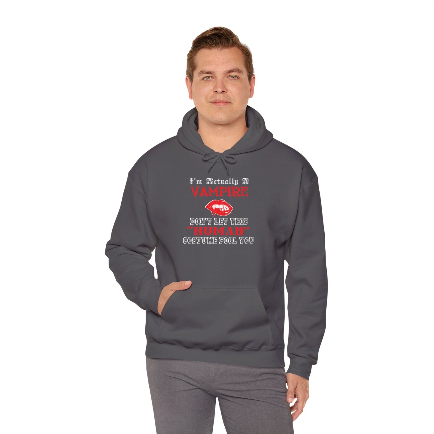 I'm Actually a Vampire Halloween Gildan Hoodie | Funny Vampire Costume Sweatshirt
