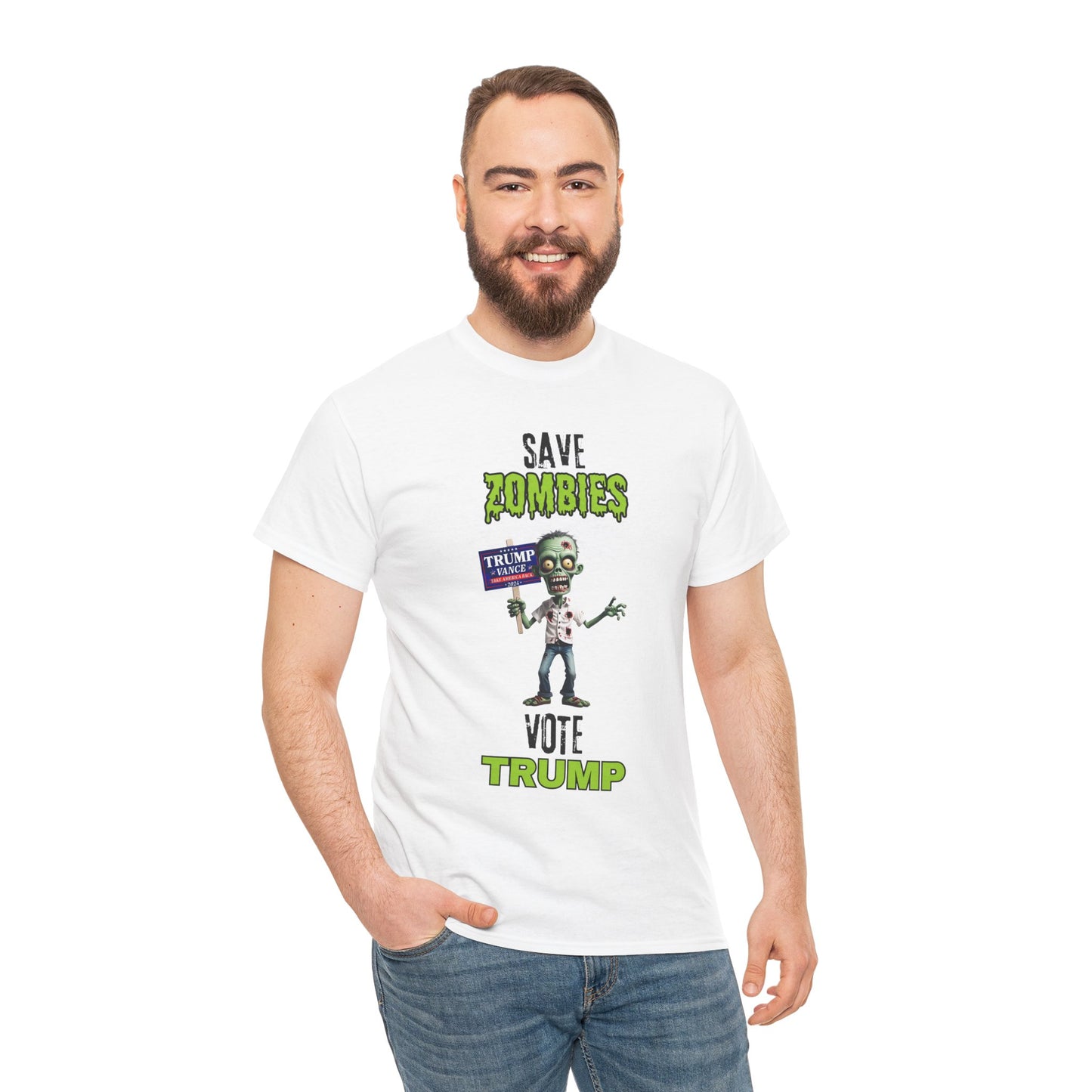 Save Zombies, Vote Trump – Halloween & Election Crossover Zombie Gildan T-Shirt