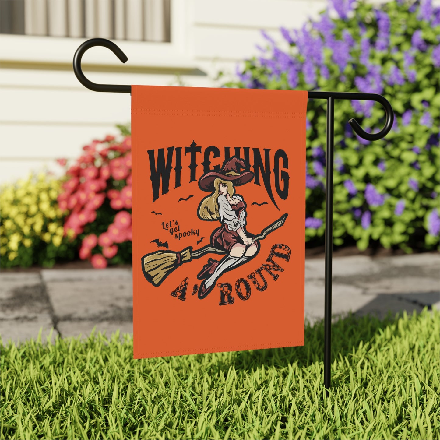 Orange Witching A'Round Halloween Banner | Outdoor Halloween Flag