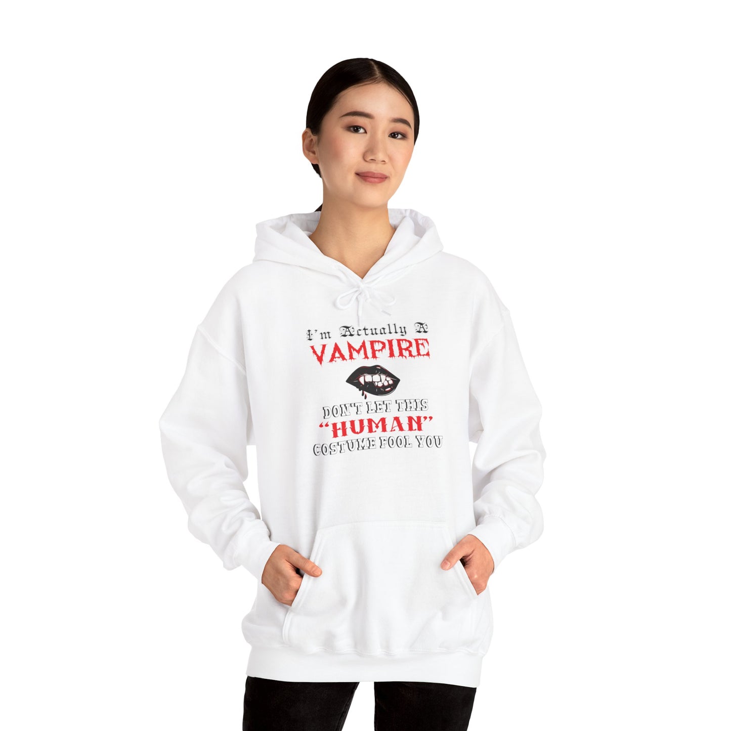 I'm Actually a Vampire Halloween Gildan Hoodie | Funny Vampire Costume Sweatshirt