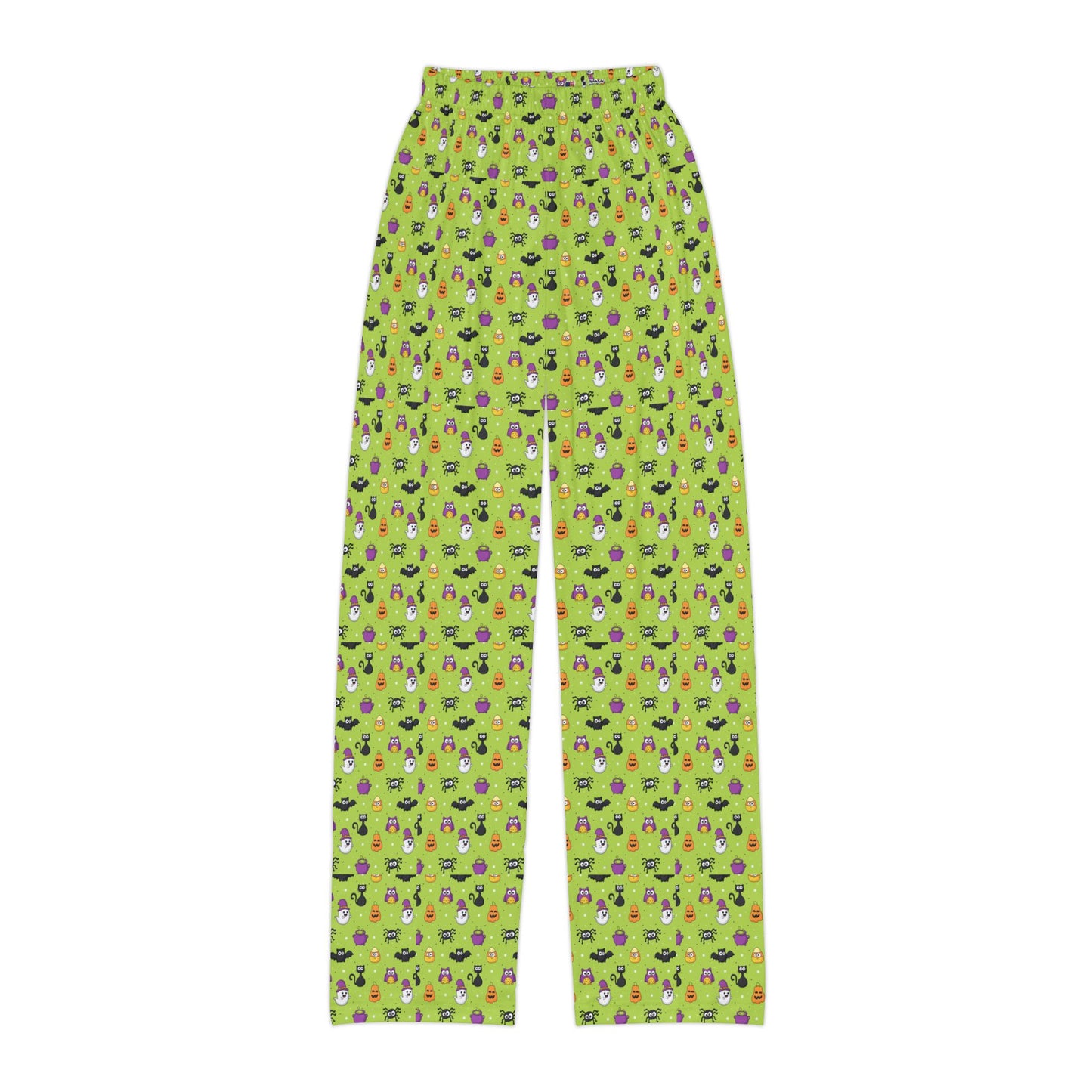 Fun Green Halloween Theme Pattern Kids Pajama Pants