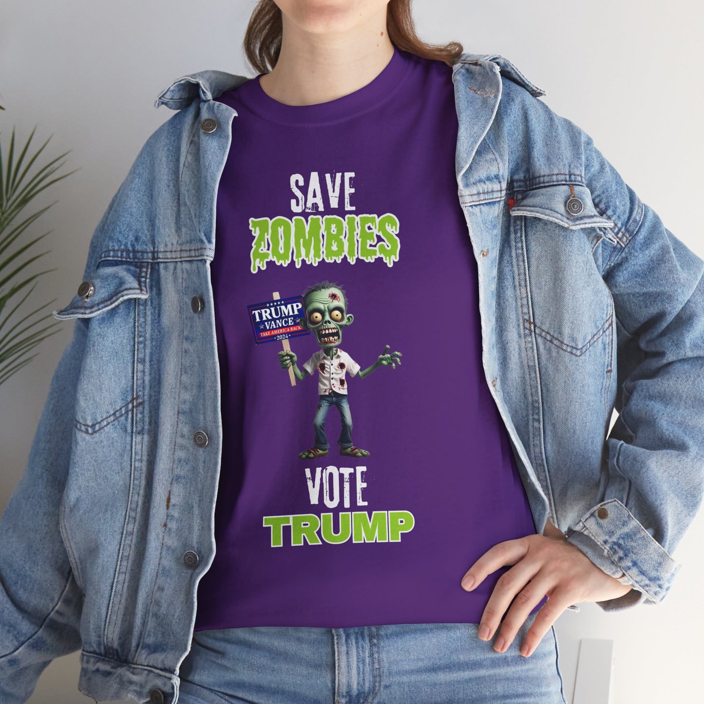 Save Zombies, Vote Trump – Halloween & Election Crossover Zombie Gildan T-Shirt