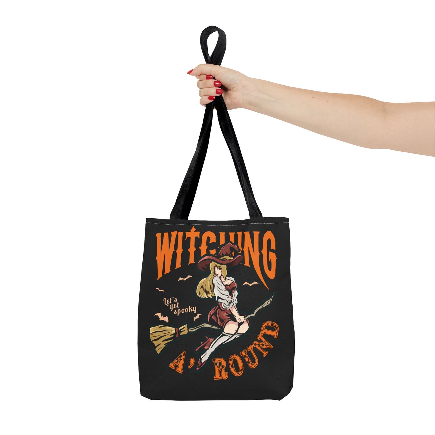 Witching A'Round Halloween Tote Bag | Black Witch Design Tote