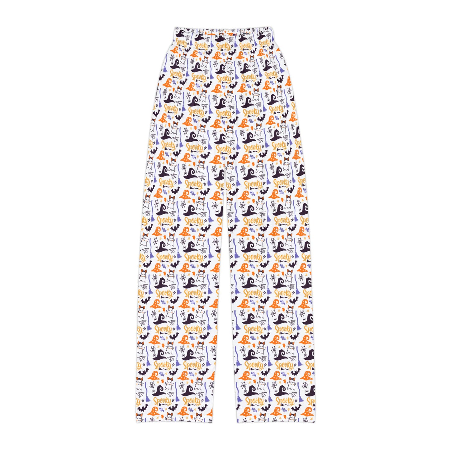 Spooky Halloween Themed Kids Pajama Pants – Cute Ghosts, Witches Hats & Candy