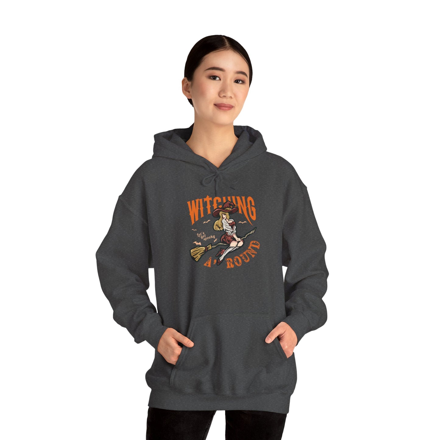 Witching Around Halloween Heavy Blend Hoodie | Witch Graphic Hoodie
