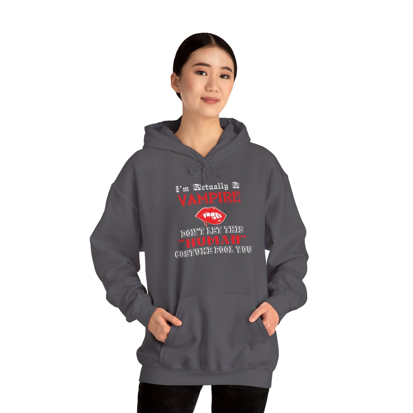 I'm Actually a Vampire Halloween Gildan Hoodie | Funny Vampire Costume Sweatshirt