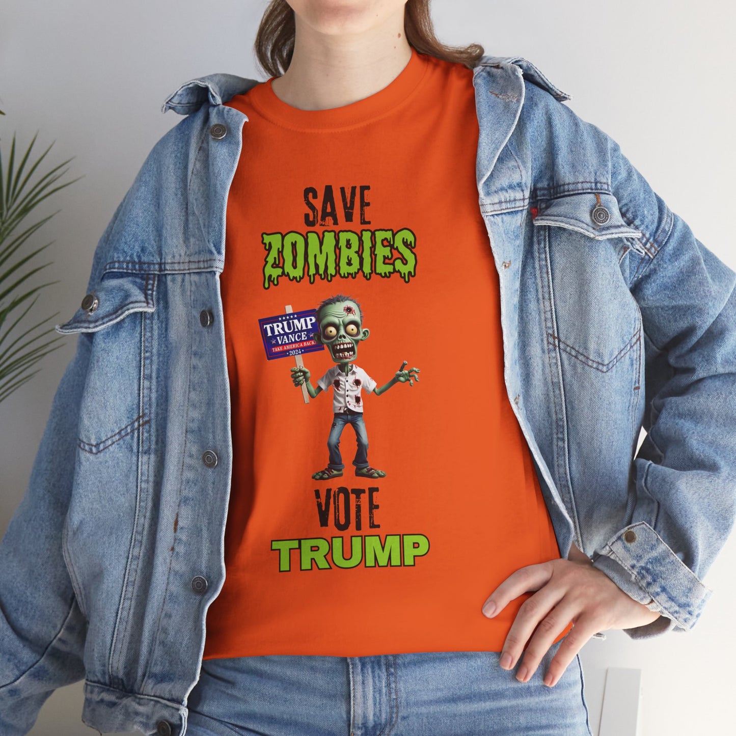 Save Zombies, Vote Trump – Halloween & Election Crossover Zombie Gildan T-Shirt