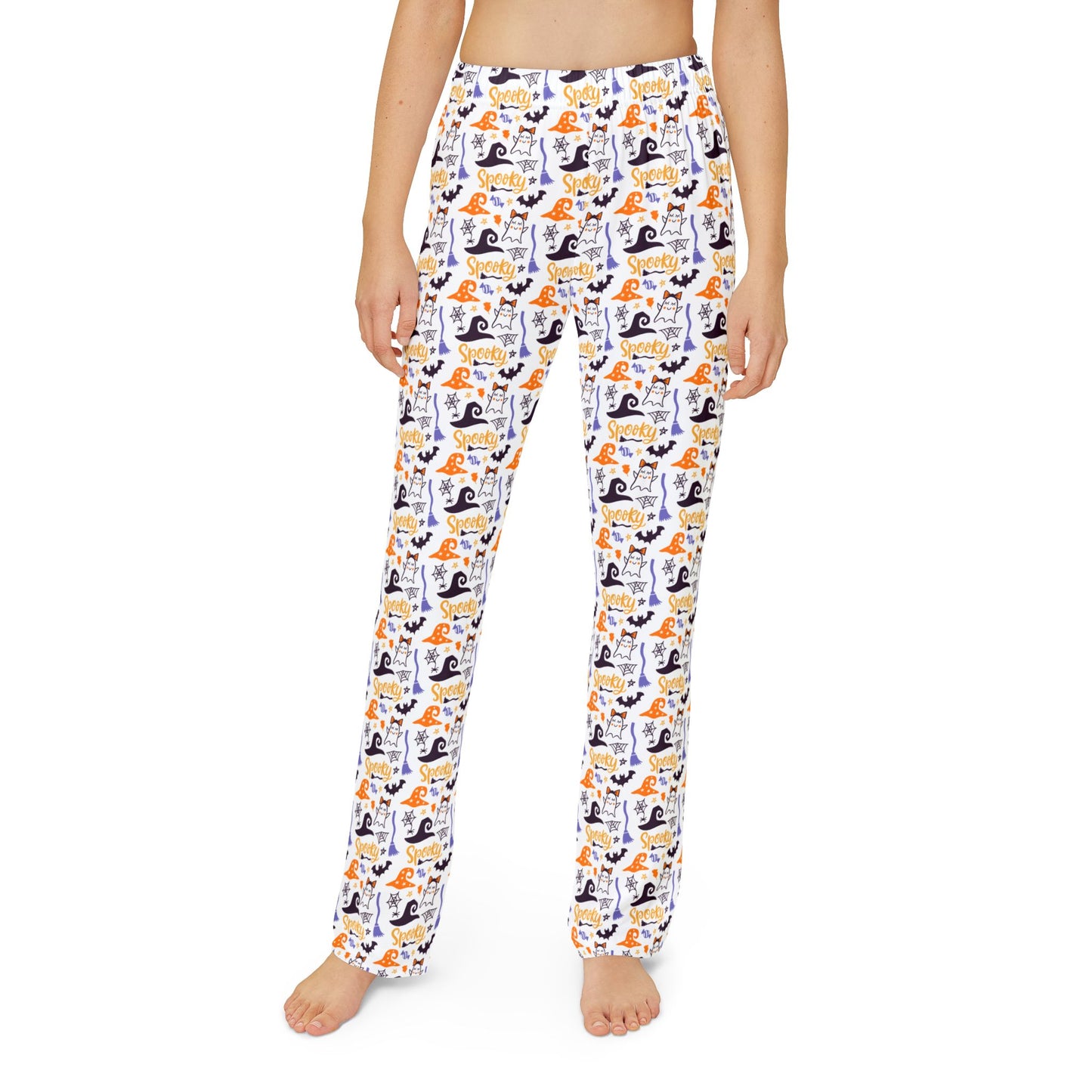 Spooky Halloween Themed Kids Pajama Pants – Cute Ghosts, Witches Hats & Candy