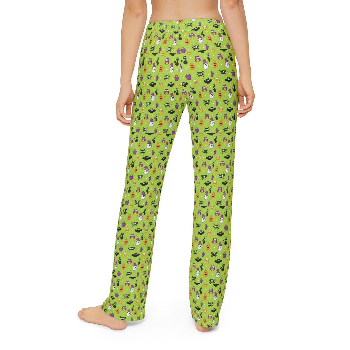 Fun Green Halloween Theme Pattern Kids Pajama Pants