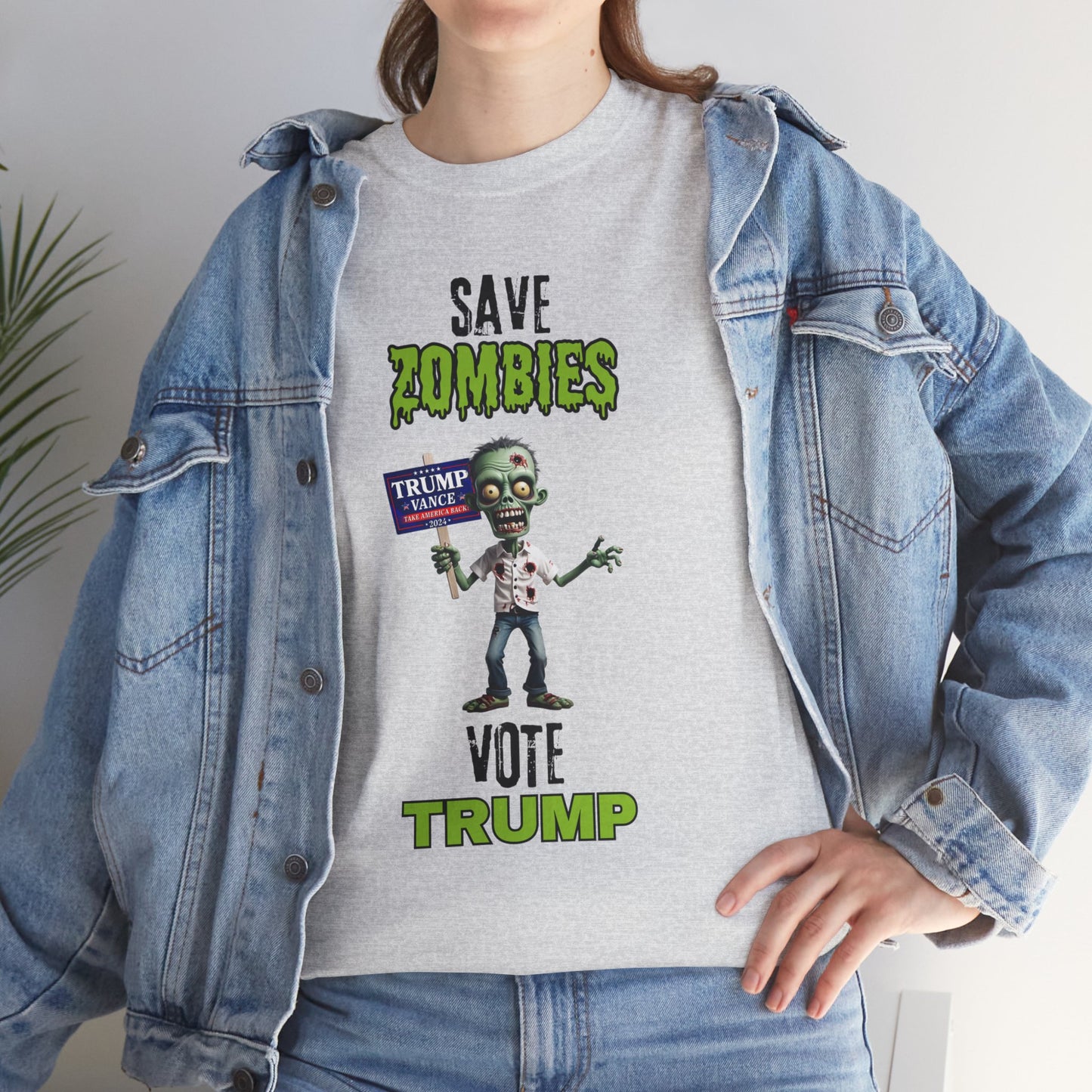 Save Zombies, Vote Trump – Halloween & Election Crossover Zombie Gildan T-Shirt