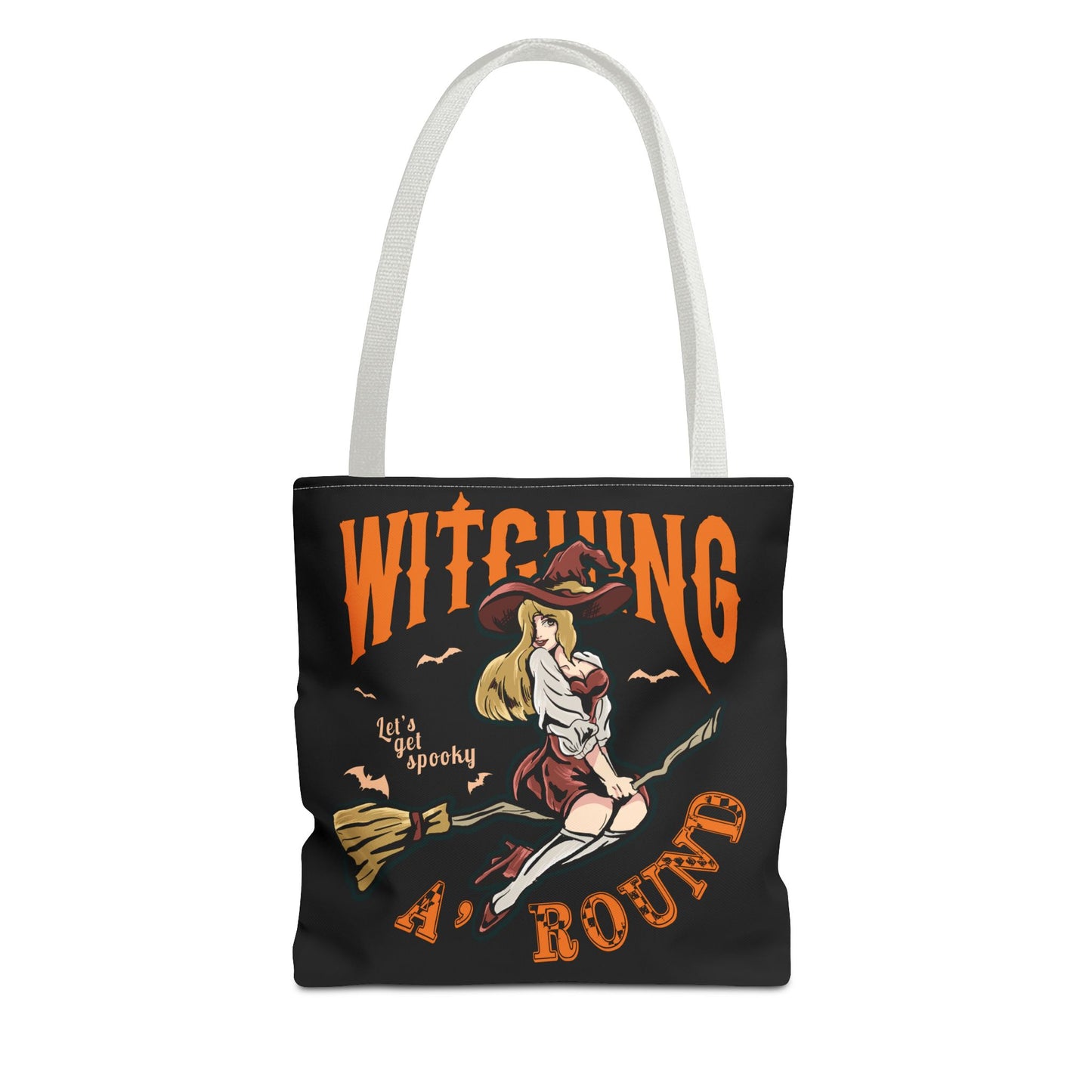 Witching A'Round Halloween Tote Bag | Black Witch Design Tote