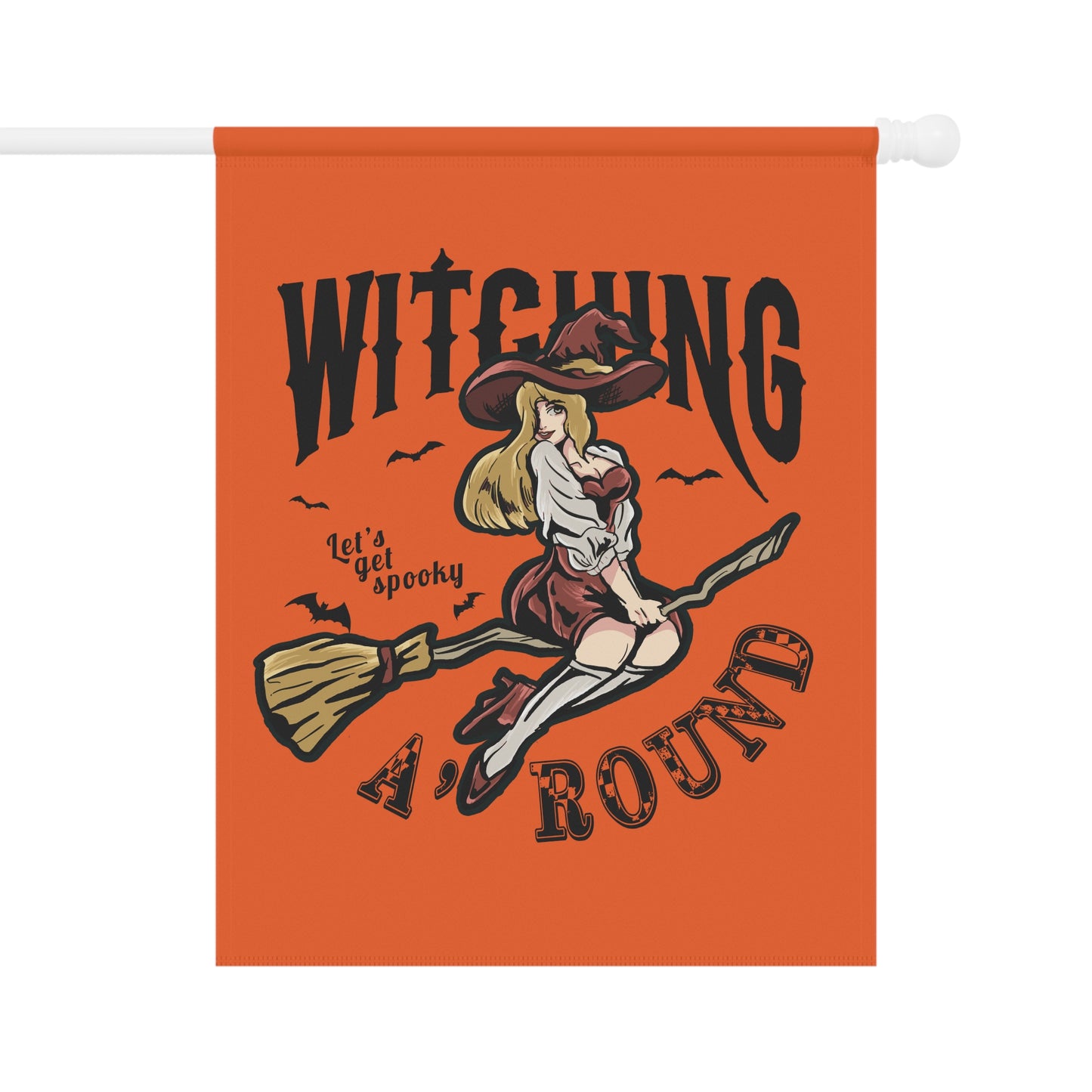 Orange Witching A'Round Halloween Banner | Outdoor Halloween Flag