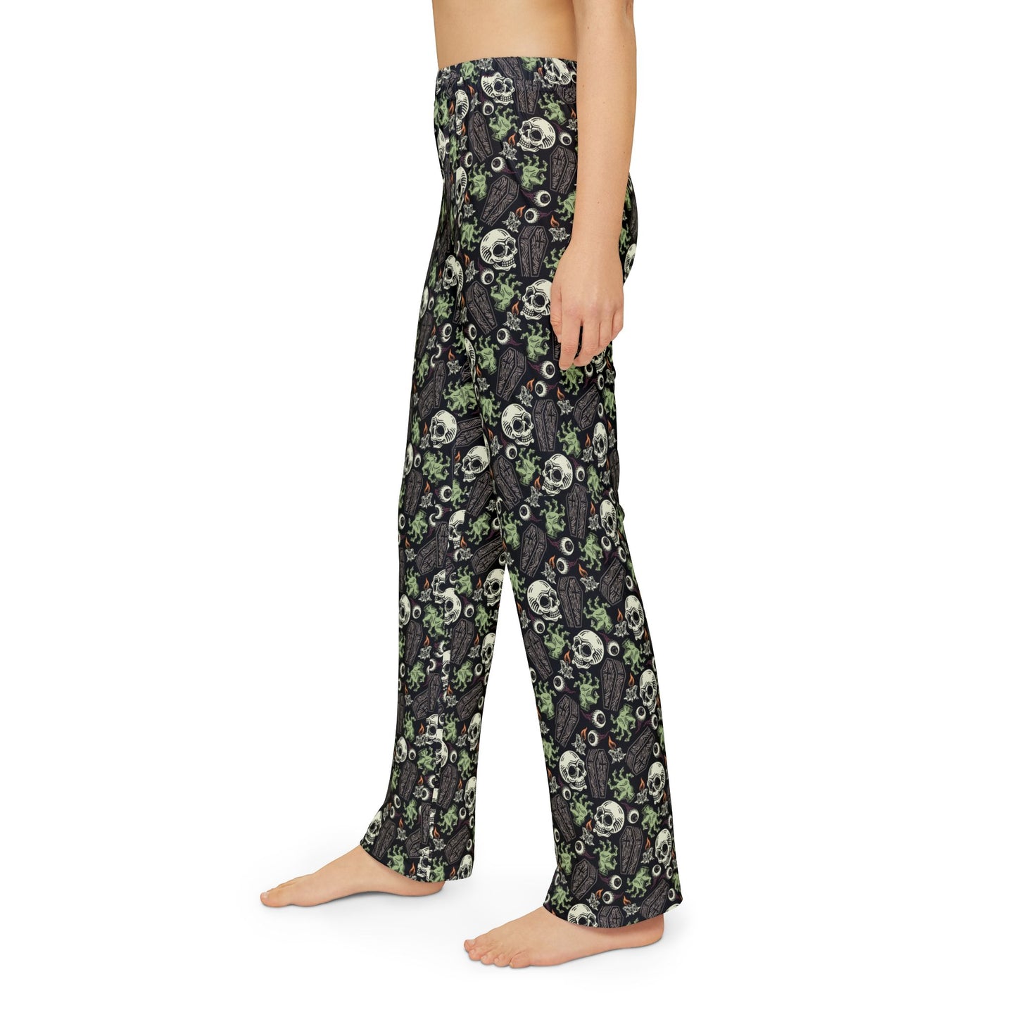Creepy Halloween Kids Pajama Pants Featuring Skulls & Eyeballs