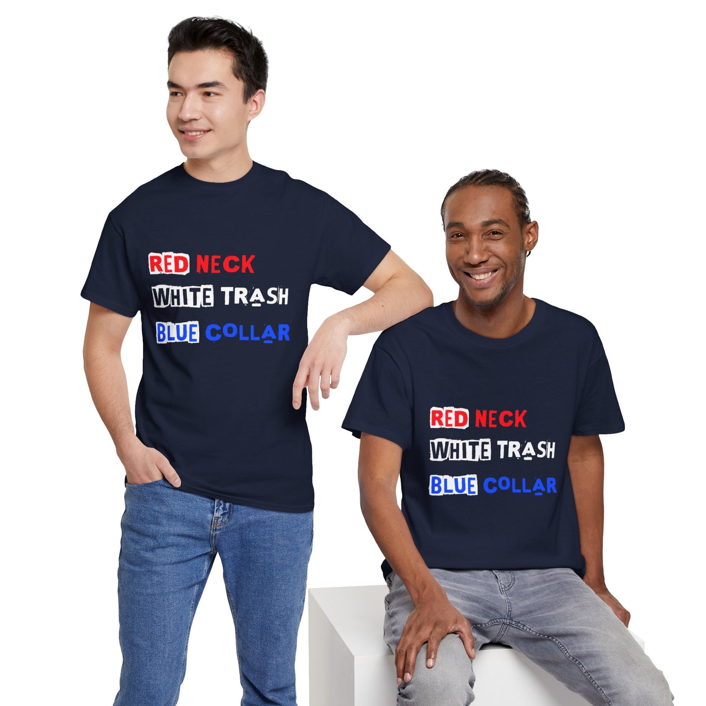 Red Neck White Trash Blue Collar - Premium Black T-Shirt