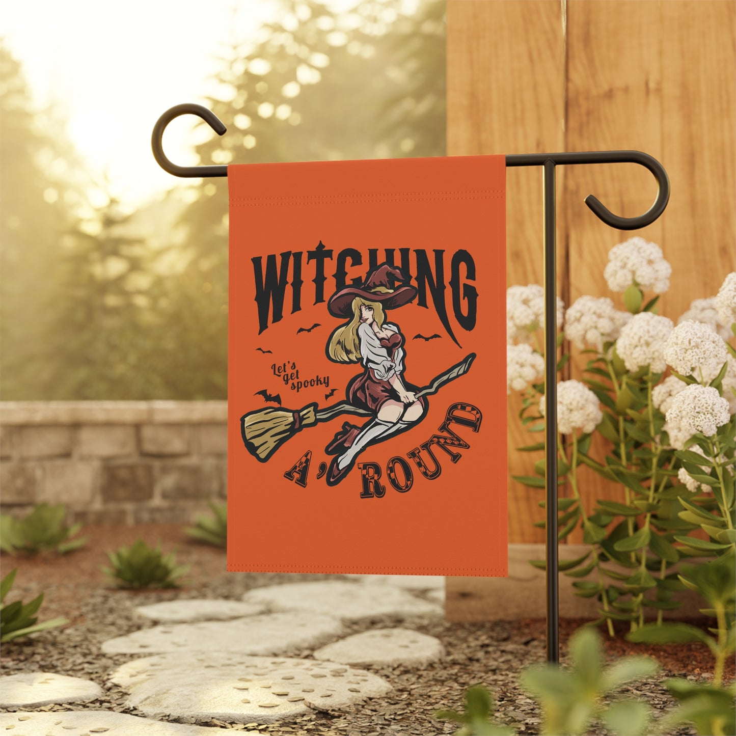 Orange Witching A'Round Halloween Banner | Outdoor Halloween Flag
