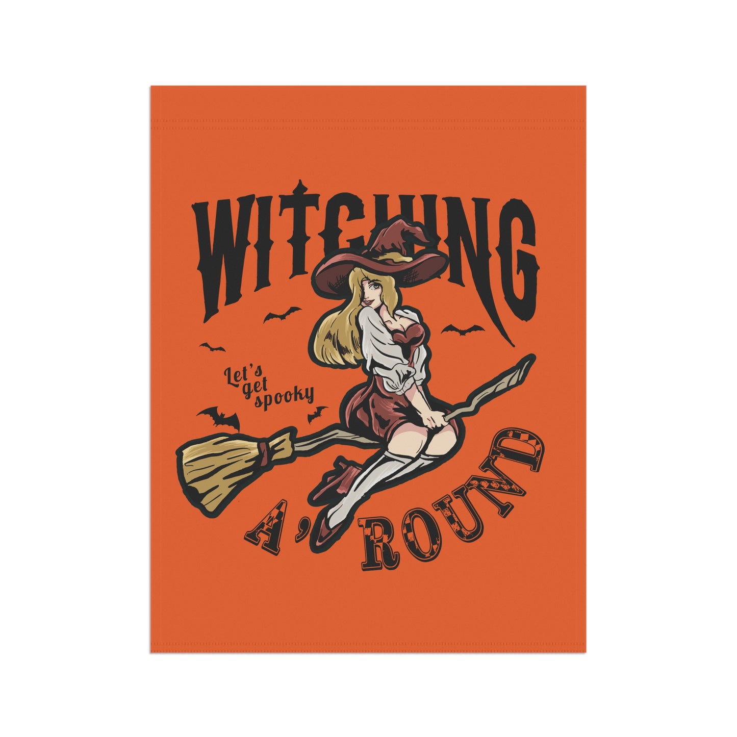 Orange Witching A'Round Halloween Banner | Outdoor Halloween Flag