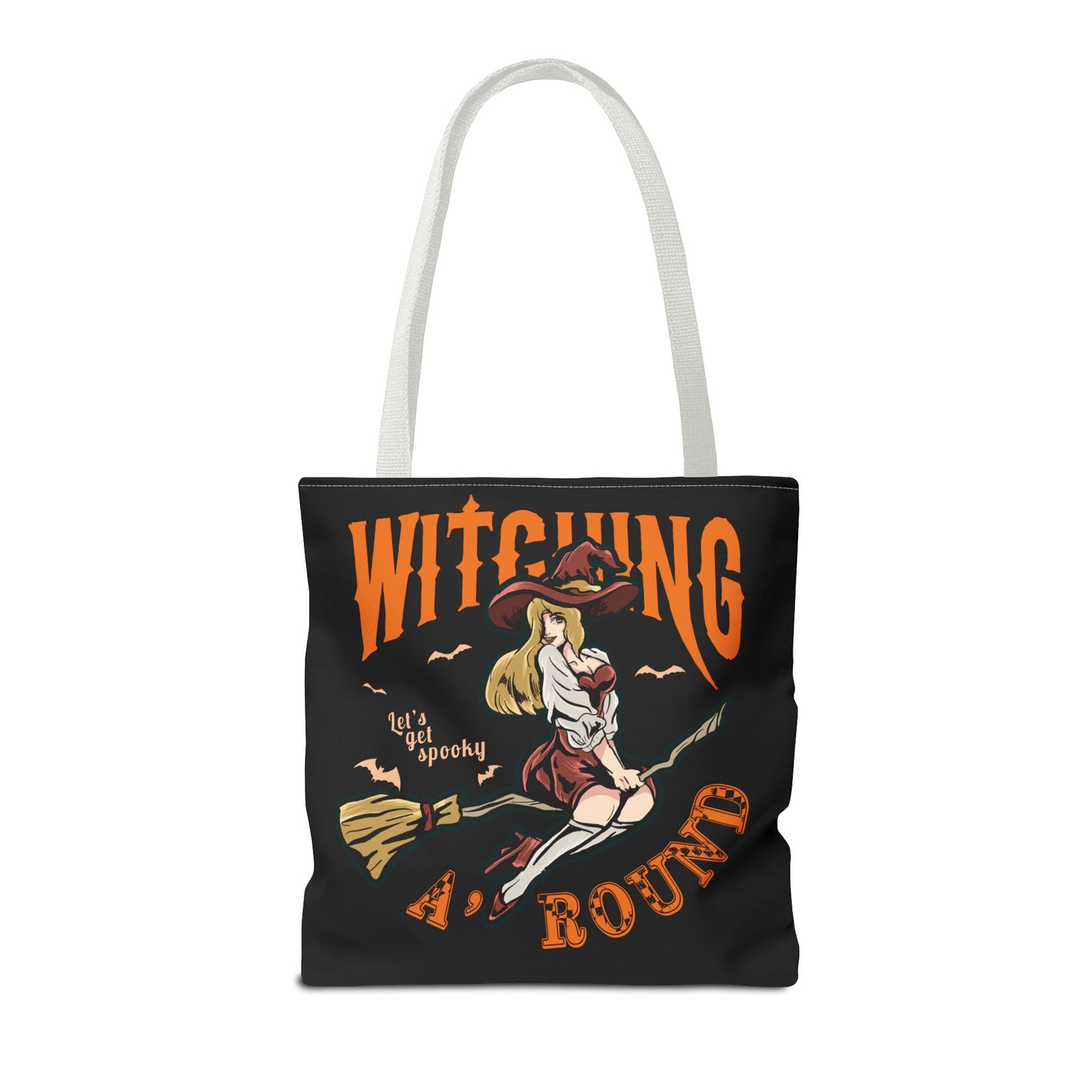 Witching A'Round Halloween Tote Bag | Black Witch Design Tote