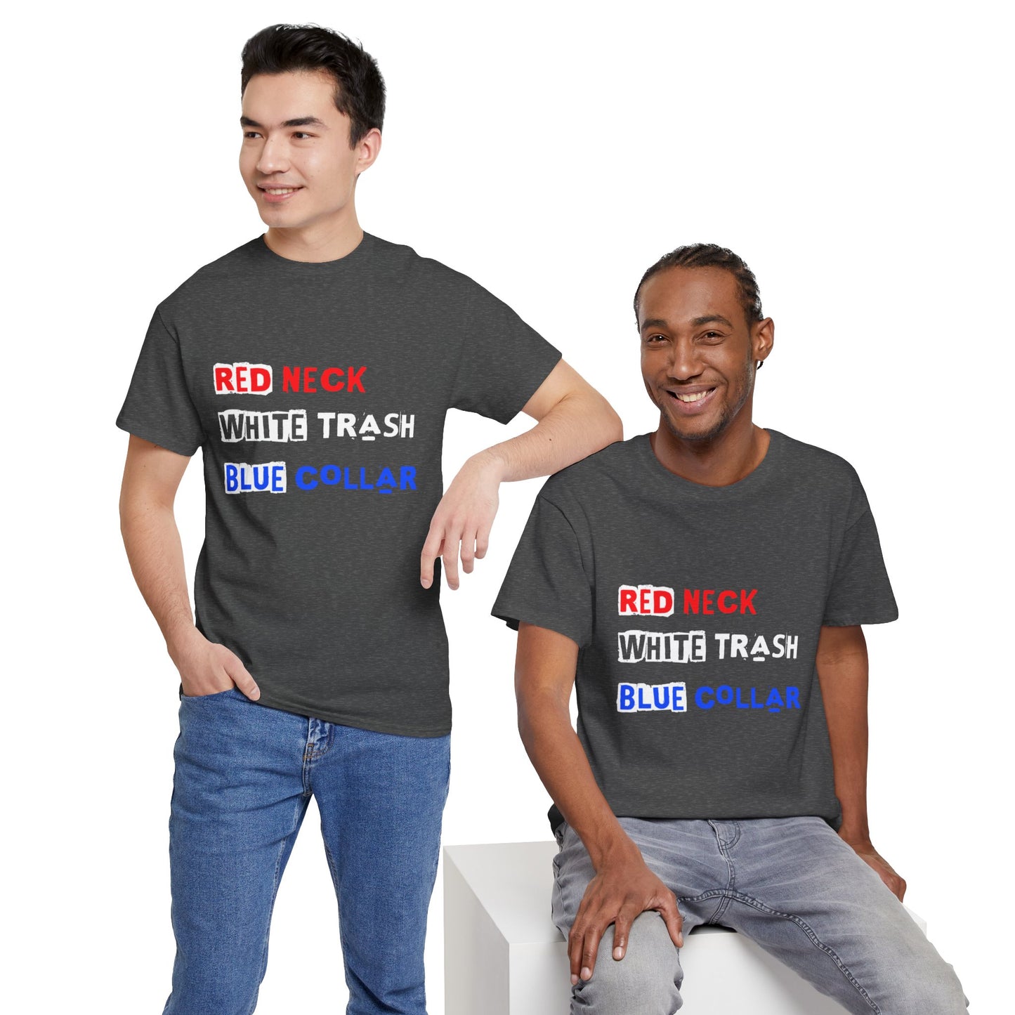 Red Neck White Trash Blue Collar - Premium Black T-Shirt