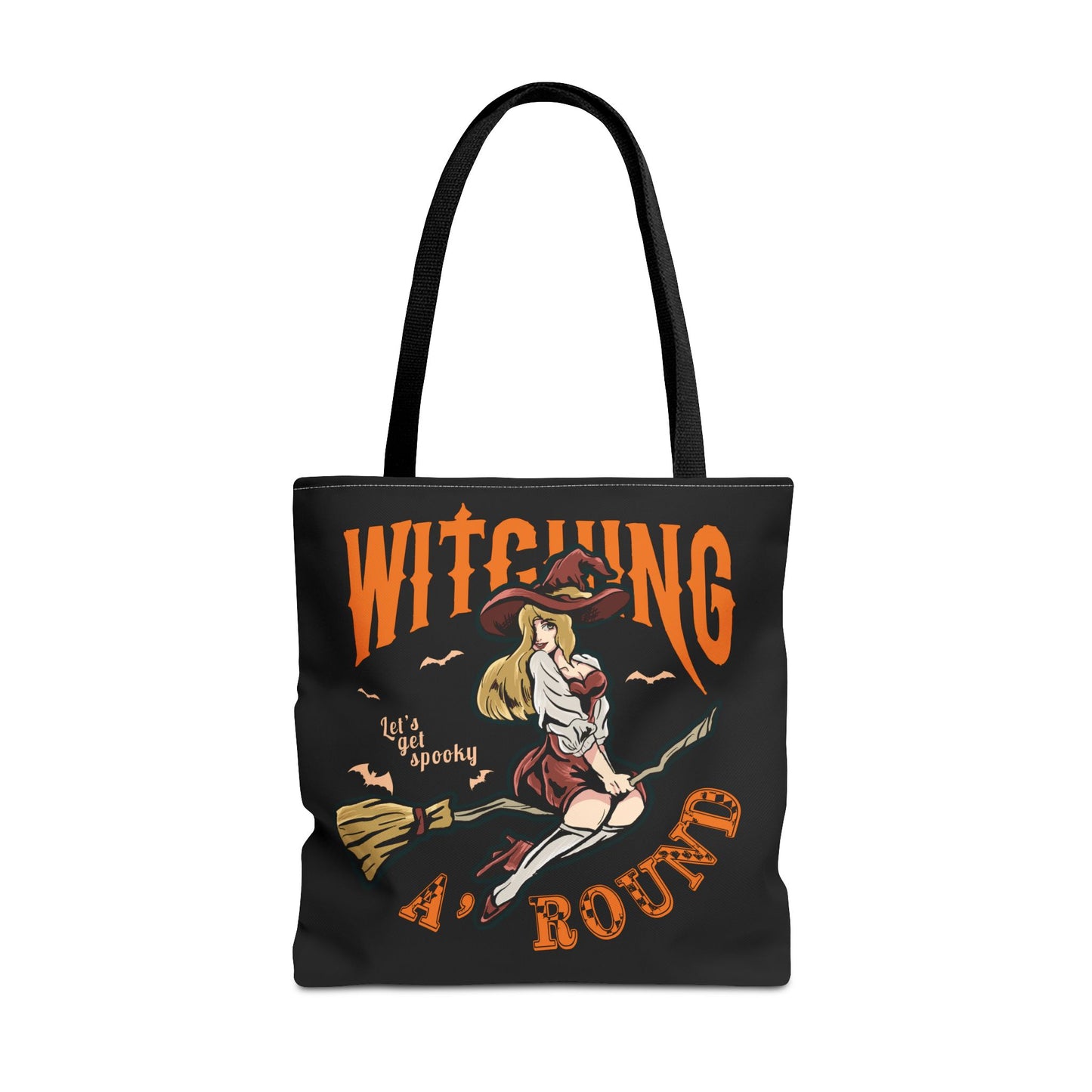 Witching A'Round Halloween Tote Bag | Black Witch Design Tote