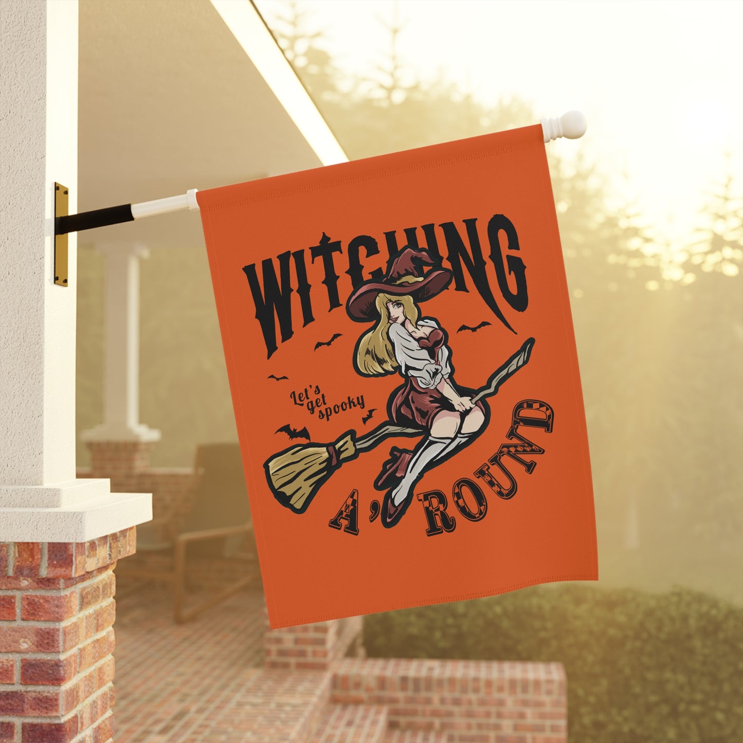 Orange Witching A'Round Halloween Banner | Outdoor Halloween Flag