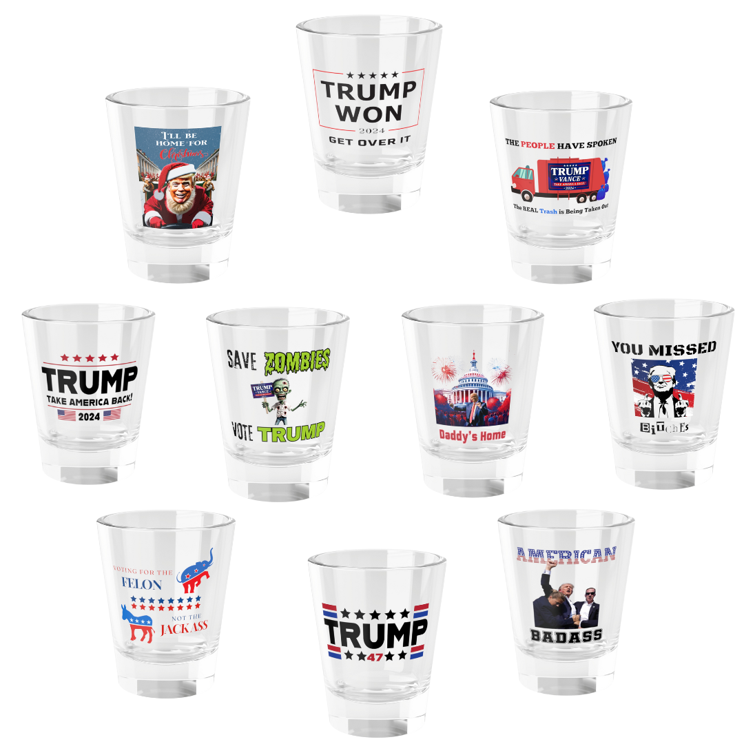 Limited Edition Trump 2024 Election Shot Glass Bundle | Set of 10 Collectible Designs