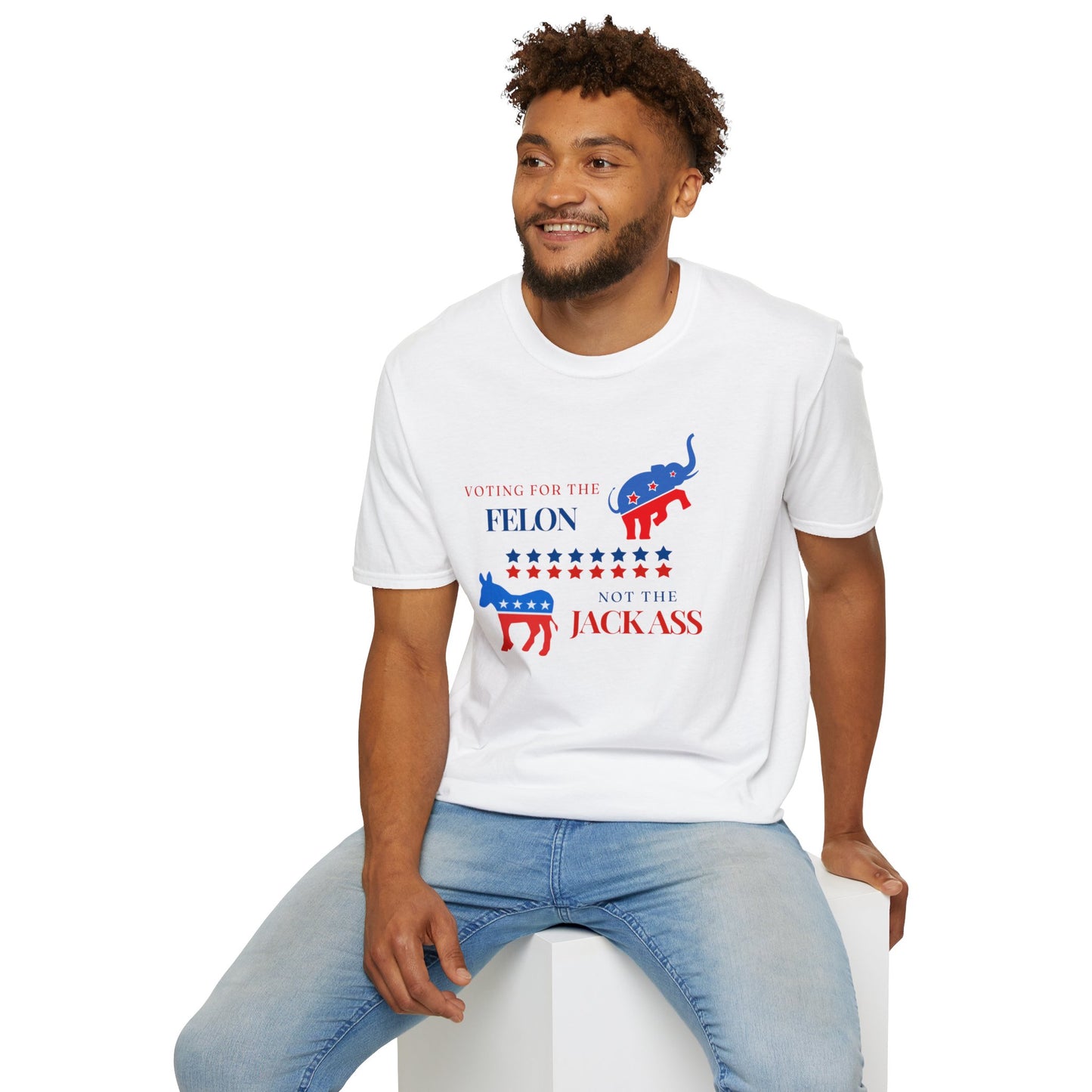 Voting for the Felon Not the Jackass! - Premium Softstyle T-Shirt