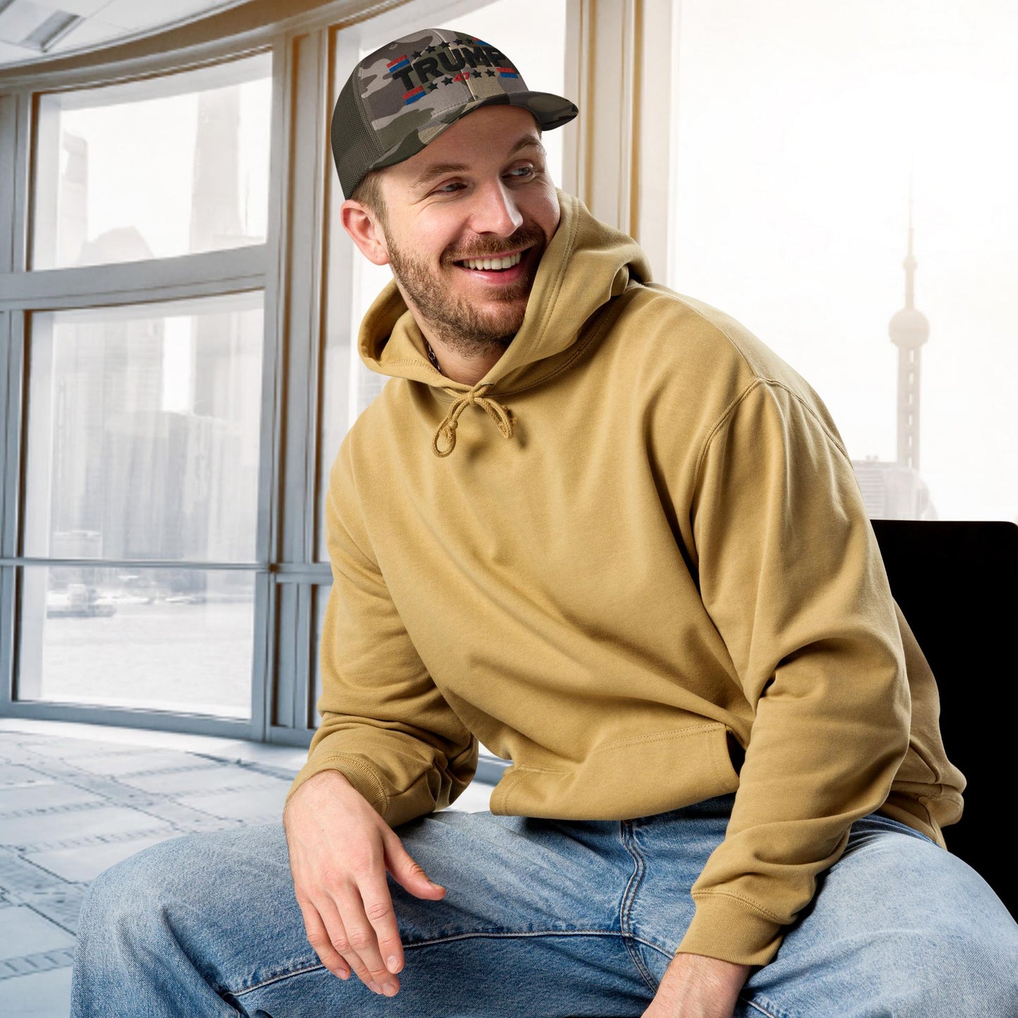 Trump 47 Camo Trucker Hat | Otto Olive Camouflage Snapback
